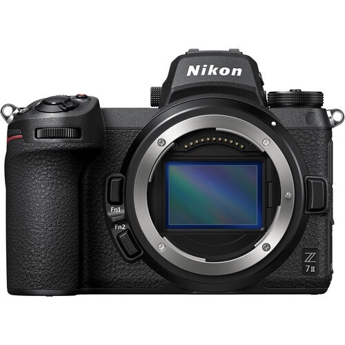 Nikon Z7 II mirrorless camera with lens mount and sensor visible.