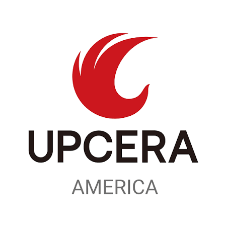 The UpCERA America logo featuring a red stylized flame and black text.