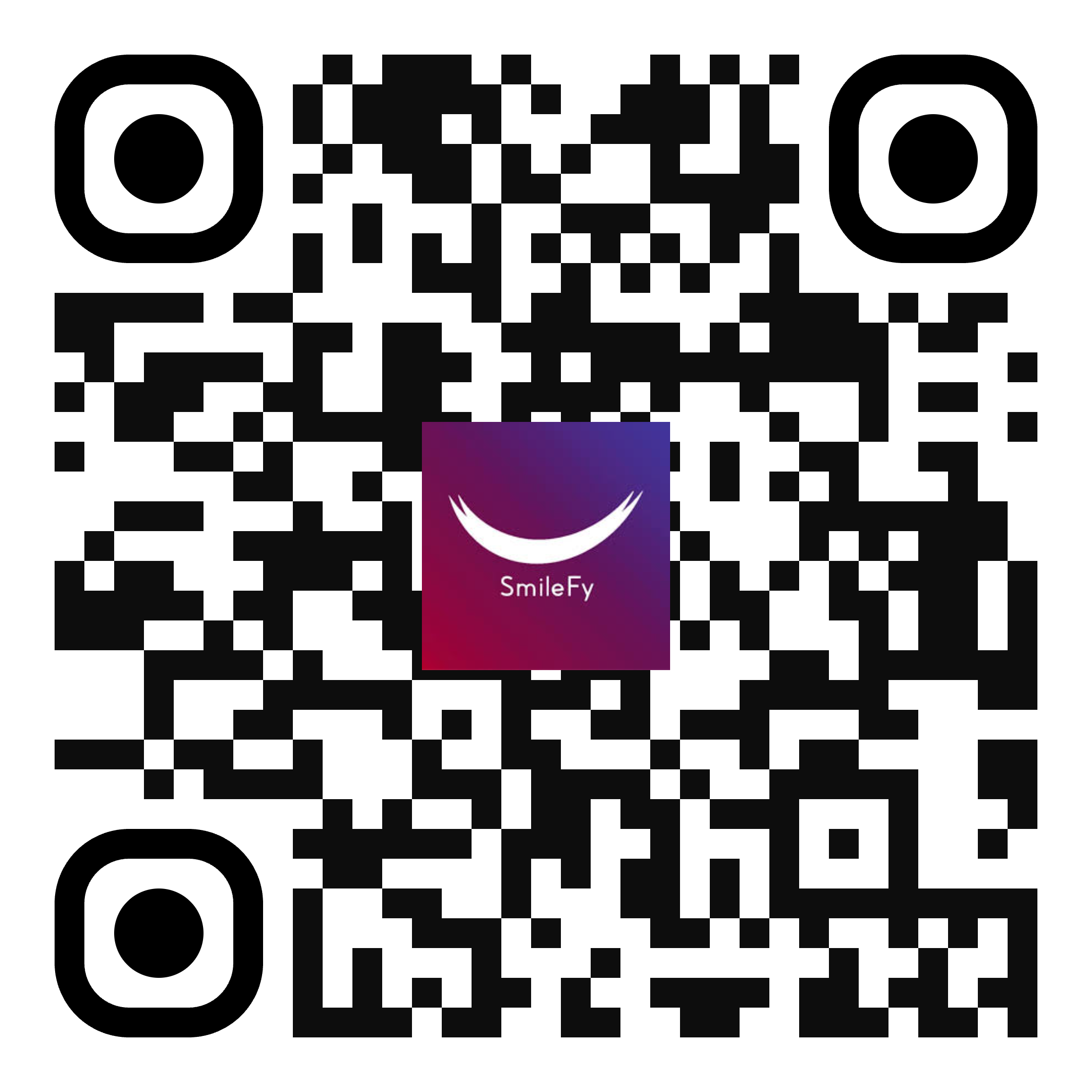 QR code with SmileFy logo at the center