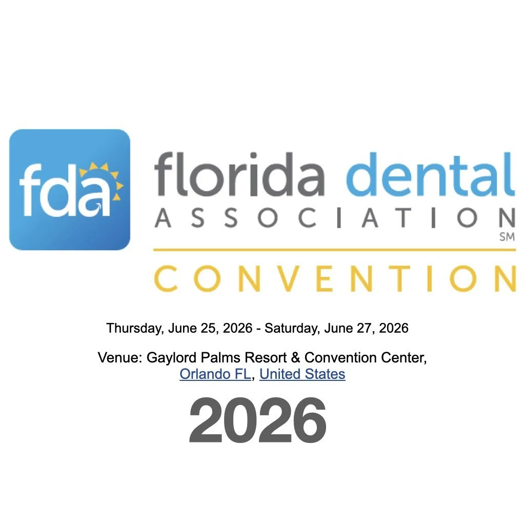 Event flyer for the Florida Dental Association Convention 2026 held at Gaylord Palms Resort & Convention Center in Orlando, FL from June 25 to June 27, 2026.