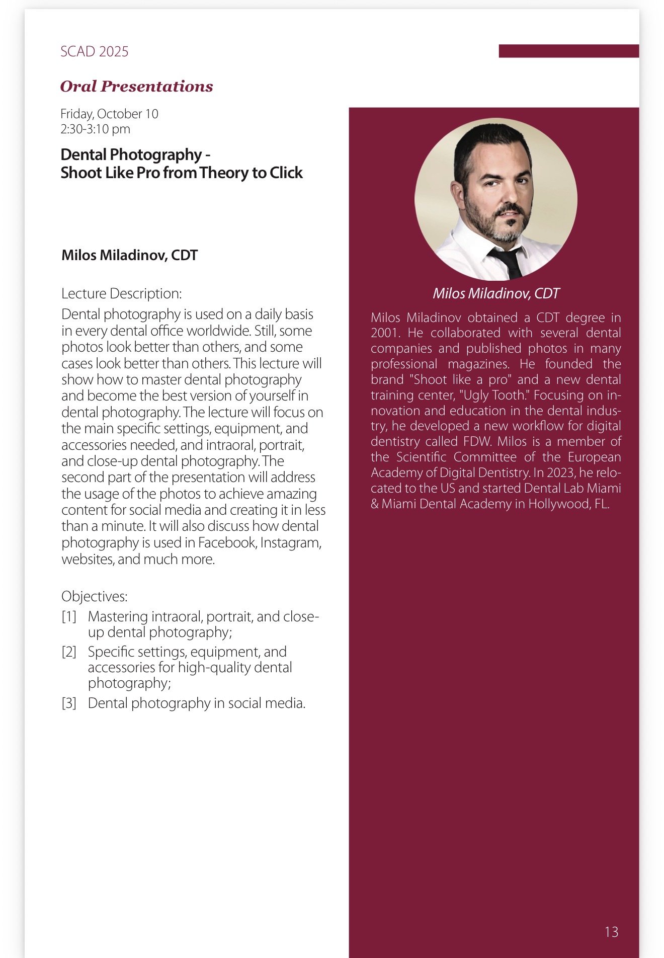 Milos speaker at SCAD Miami