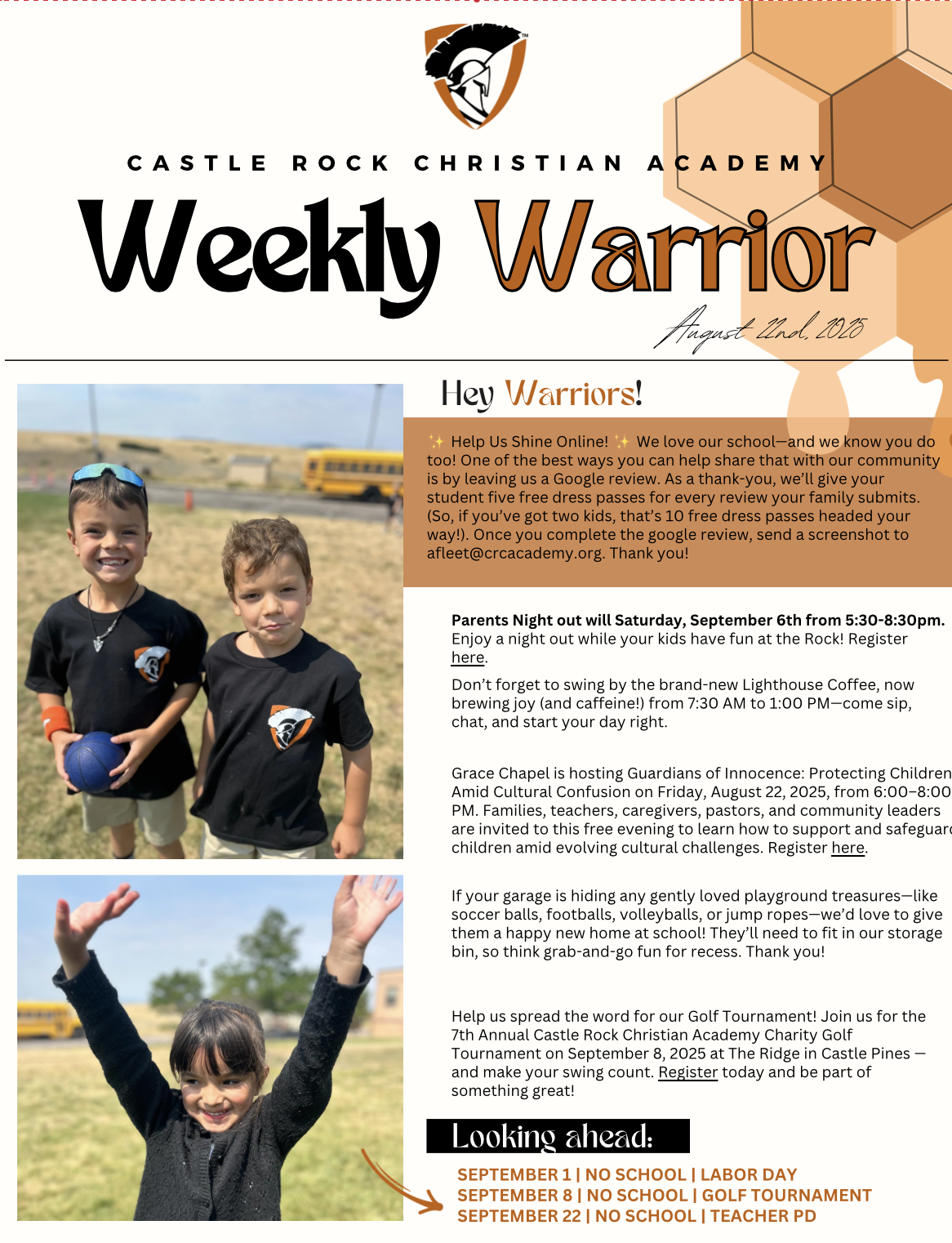 Weekly Warrior Newsletter Preview - Aug 22
