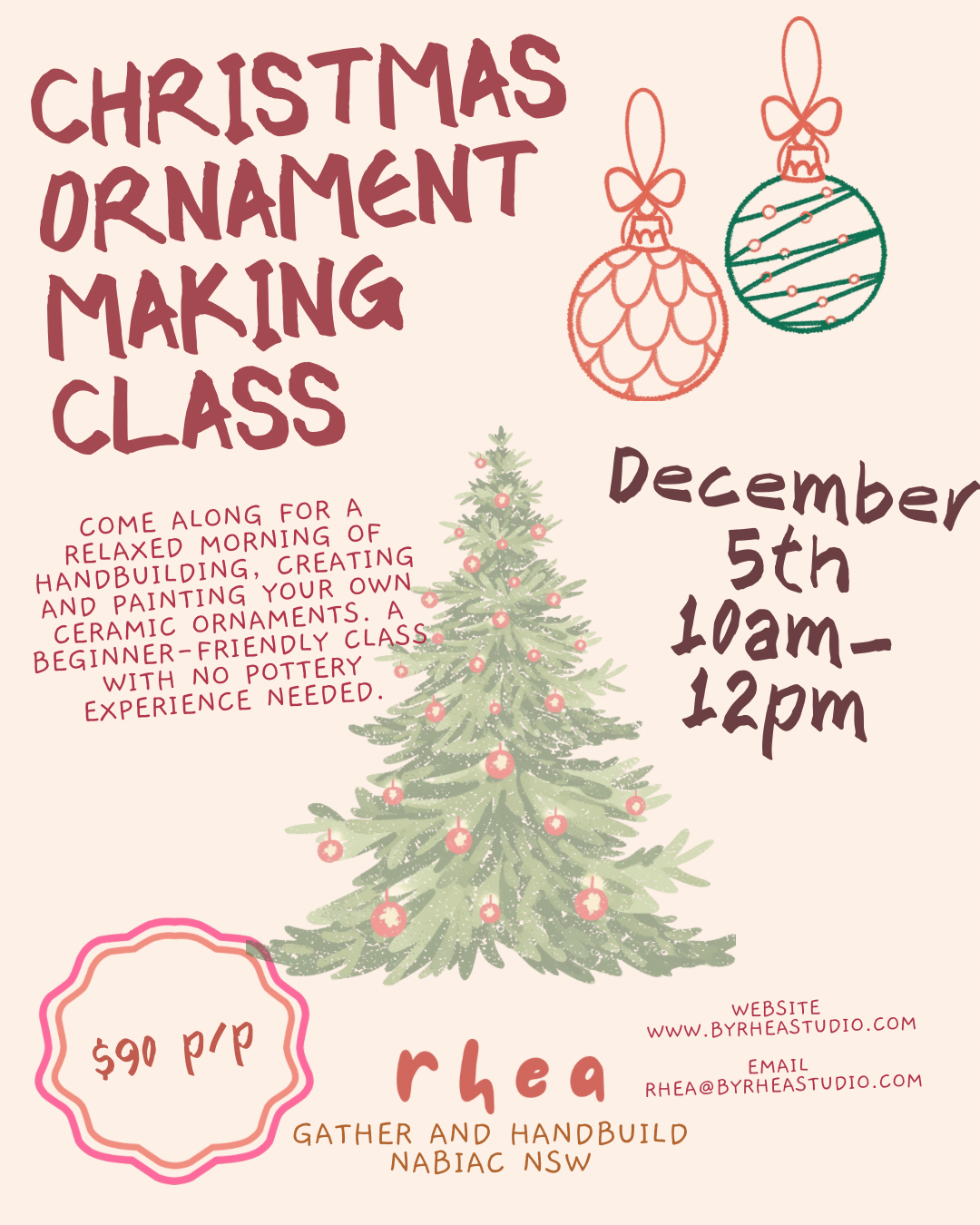 Christmas tree ornament making class December