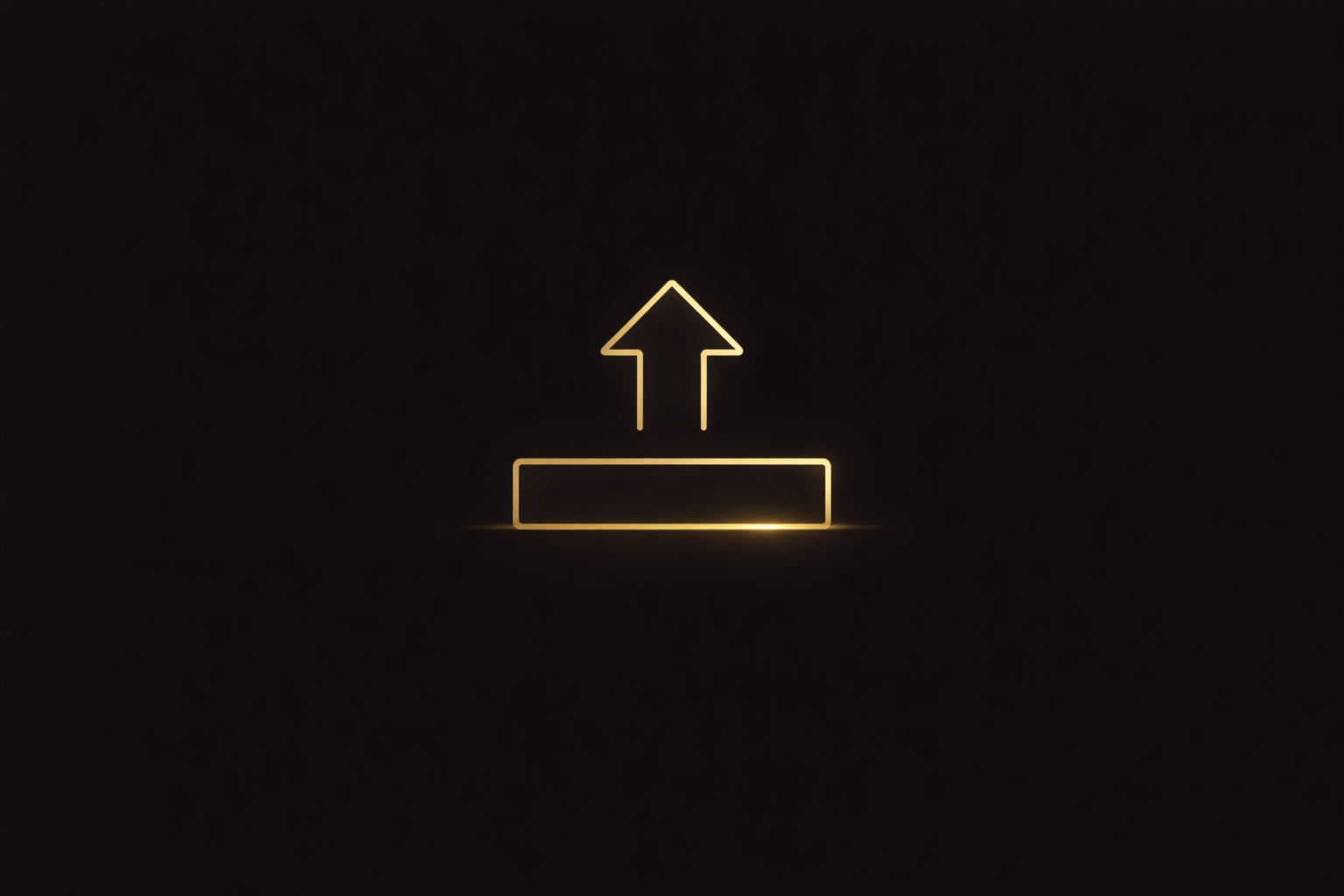 A glowing gold outline of an upward arrow above a rectangle on a dark background.