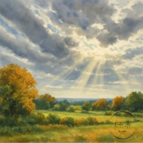 Heavenlight Over Prairie Fields