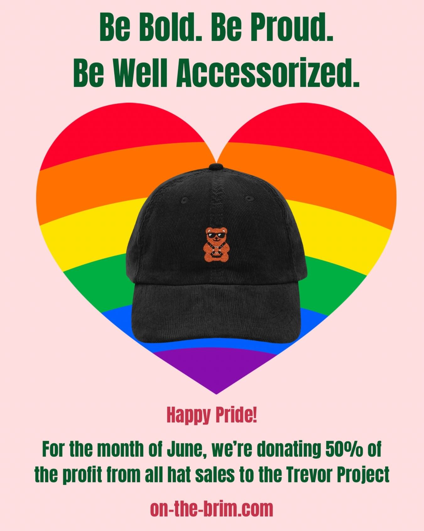 Pride looks good on you 🌈 In honor of Pride Month, every hat purchased in June will support The Trevor Project. Learn more and shop now at on-the-brim.com