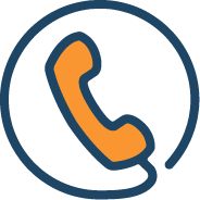 Icon of a telephone receiver inside a circle.