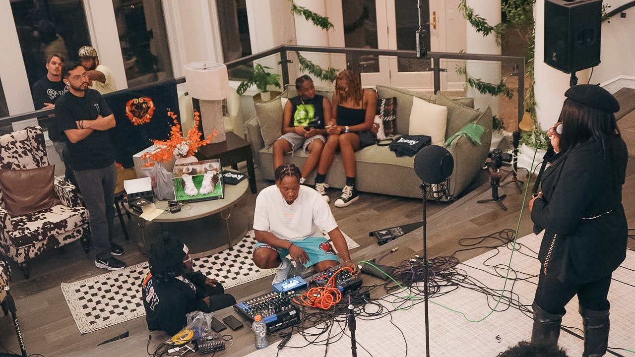 DiverCity Artistry providing production support during a Kozy Conglomerate music activation in Austin with Young Deji, T-Jonez, live musicians, and content setup.