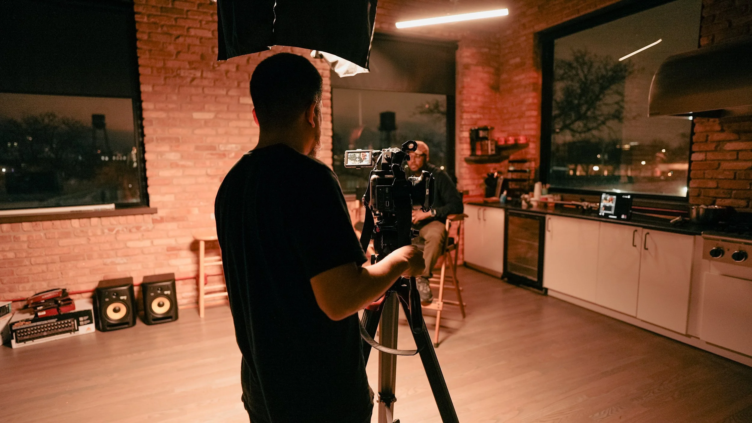Behind the scenes of SoundBites production setup at Resolution Studios in Chicago, featuring camera, lighting, and video production by LVLS Creative with behind the scenes coverage by DiverCity Artistry.