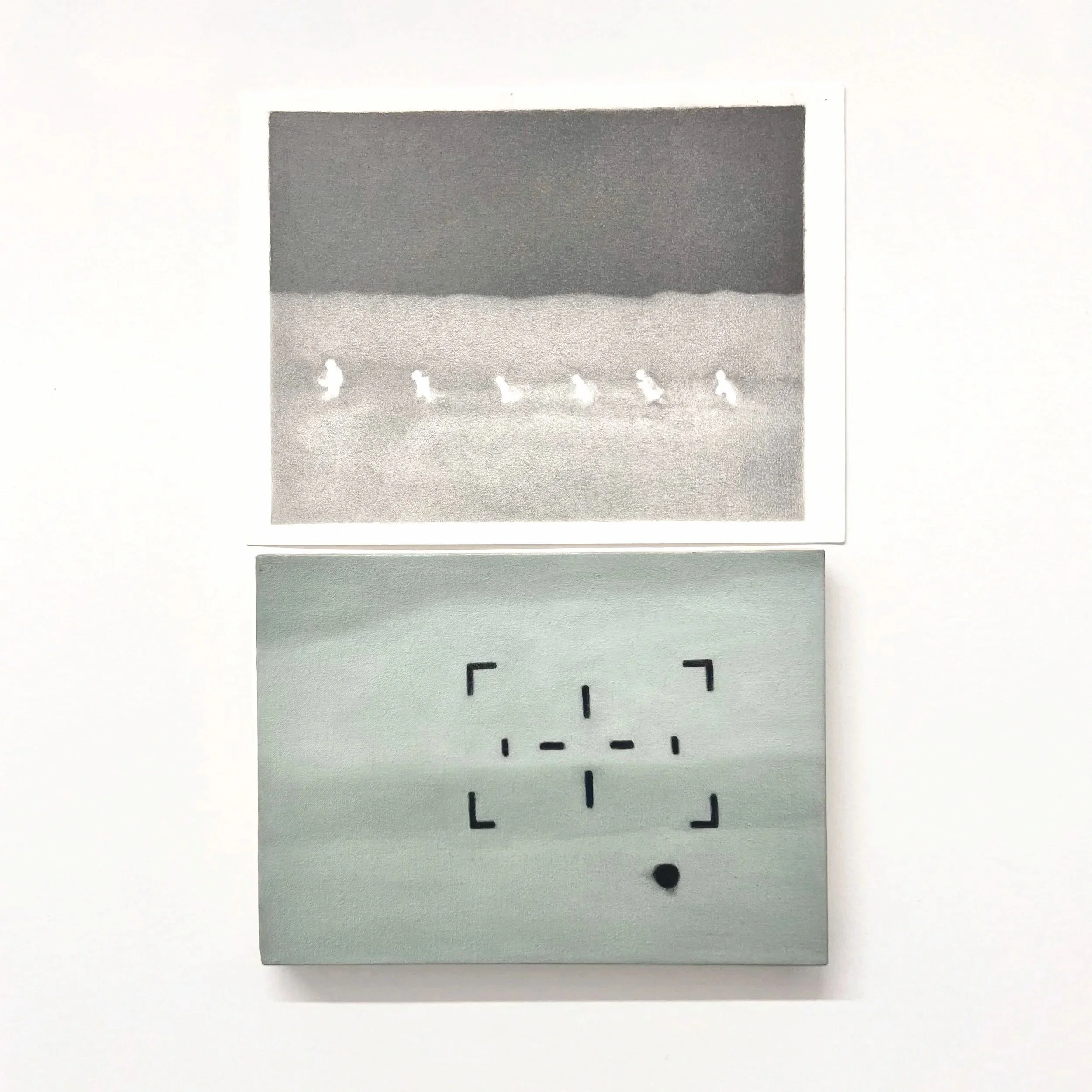 Hunted #1 & #2
2025
oil on linen, graphite on paper
8.5" x 24" (21.59 x 60.96 cm)