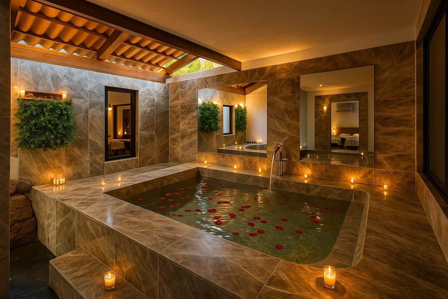 Ultra luxury couples spa experience with private hot tub, volcanic hot stone massage, full body exfoliation and advanced facial treatments at Salterra Wellness in Playas del Coco, Guanacaste.
