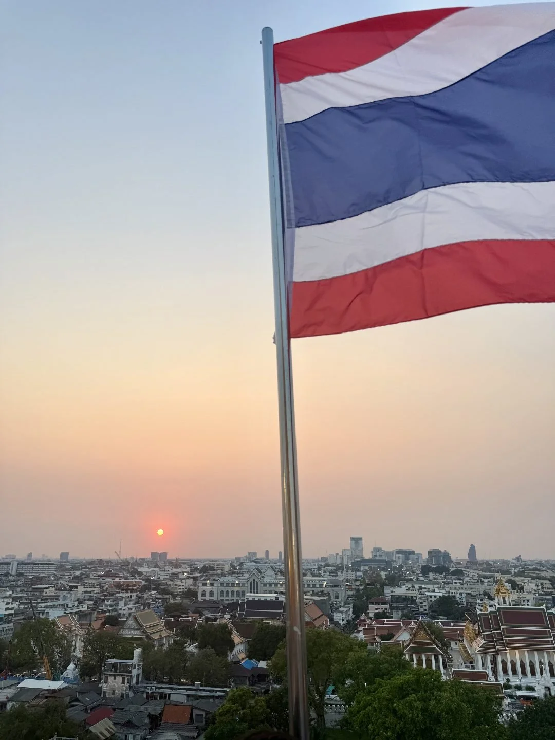 Golden Mount - Thai Flag at Sunset