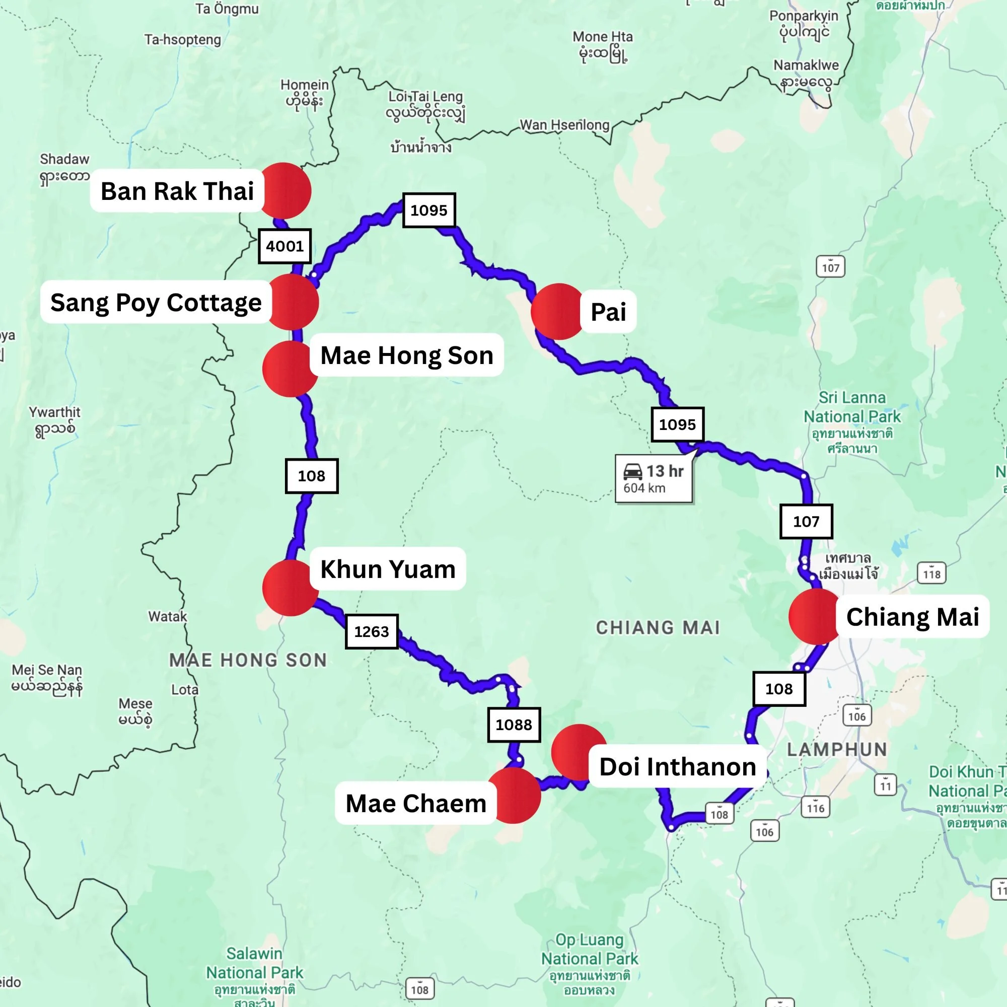 Mae Hong Son Loop - Map