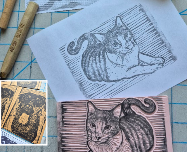 Hand Stamped Pet Portraits