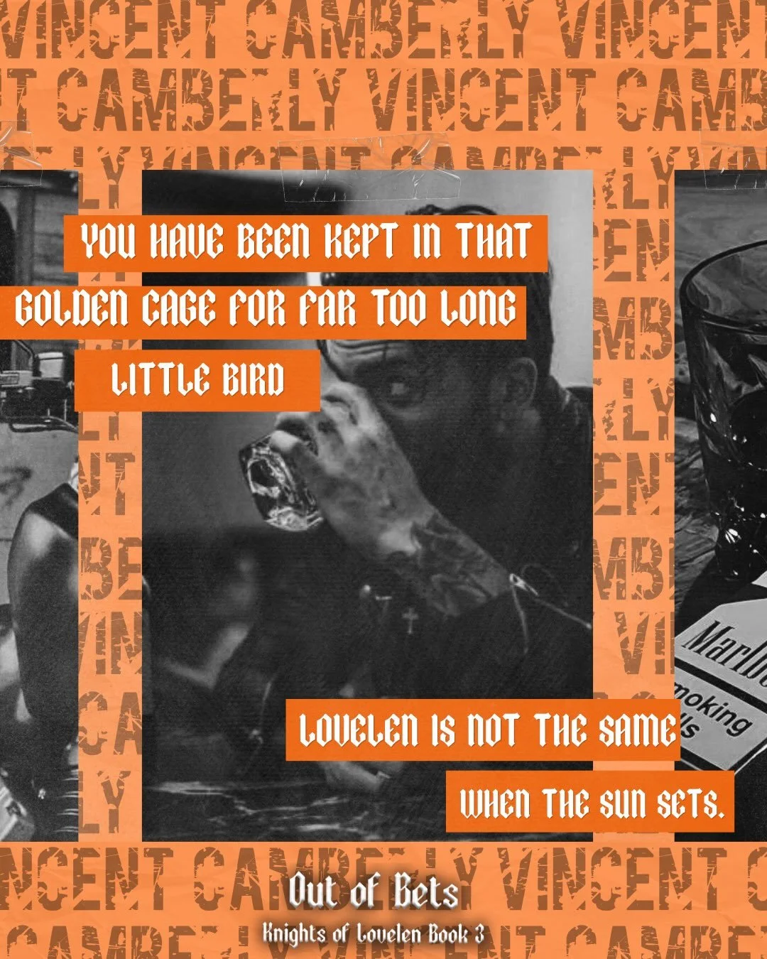 Meet Vincent Camberly and his beloved little bird back in Lovelen. Out of Bets is the third book in the Knights of Lovelen series and it is available now to read wherever books are sold! 🧡

&spades;️ Age gap romance 
&spades;️ I hate everyone but yo