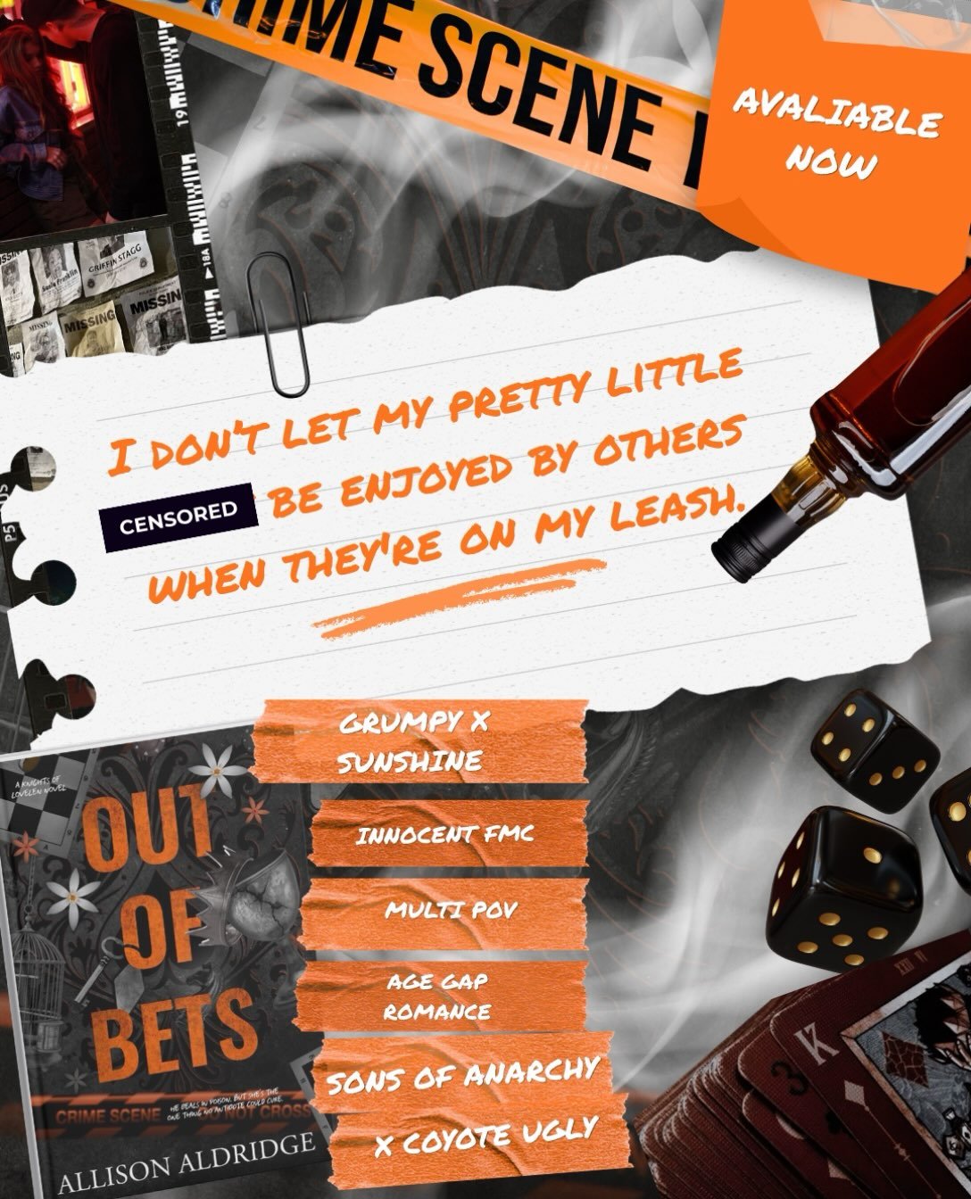 when he decides you are 🔥his🔥 even if you are off limits>>>>👀

Out of Bets is book 3 in the Knights of Lovelen a dark contemporary motorcycle club romance book series and Vince definitely holds his own against the other two men in the 