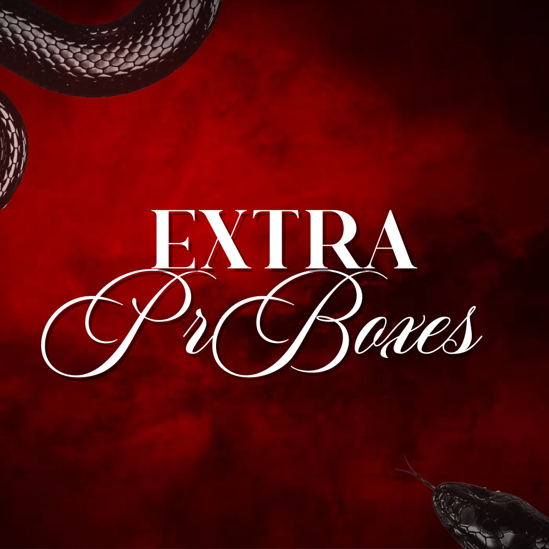 Text that reads 'Extra Pro Boxes' on a dark red background with black snakes in the corners.