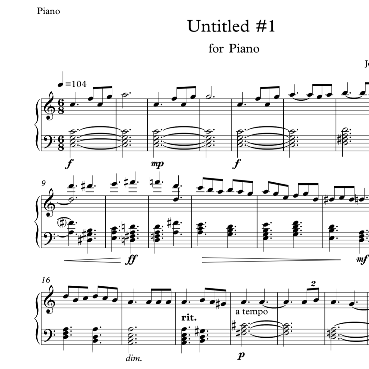 Untitled #1 for Piano
