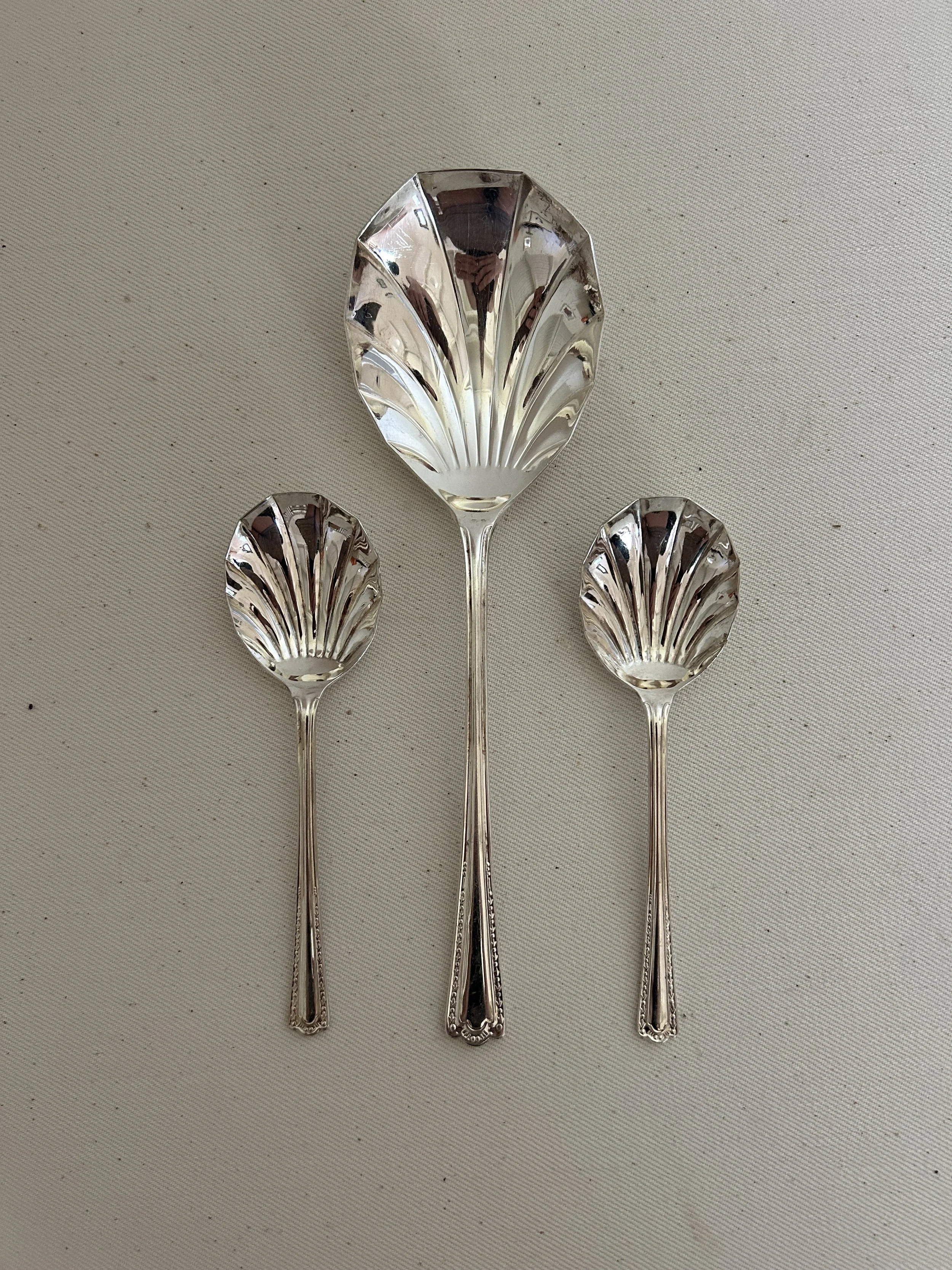 Scalloped Silver Dessert Spoons