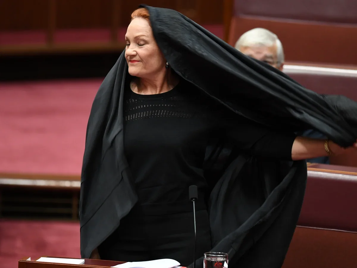 Pauline Hanson Wears Burqa in Senate Protest After Bill Rejection