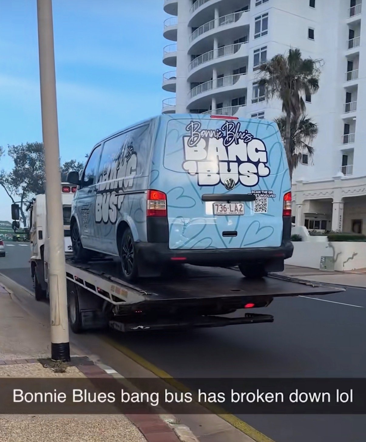 Bonnie Blue's Schoolies Stunt Takes an Unexpected Turn as Her Iconic Bus Breaks Down