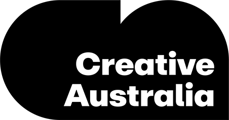 Black background with white text reading "Creative Australia."