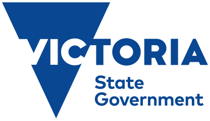 Victoria State Government logo with a blue triangle and the text 'Victoria State Government'.