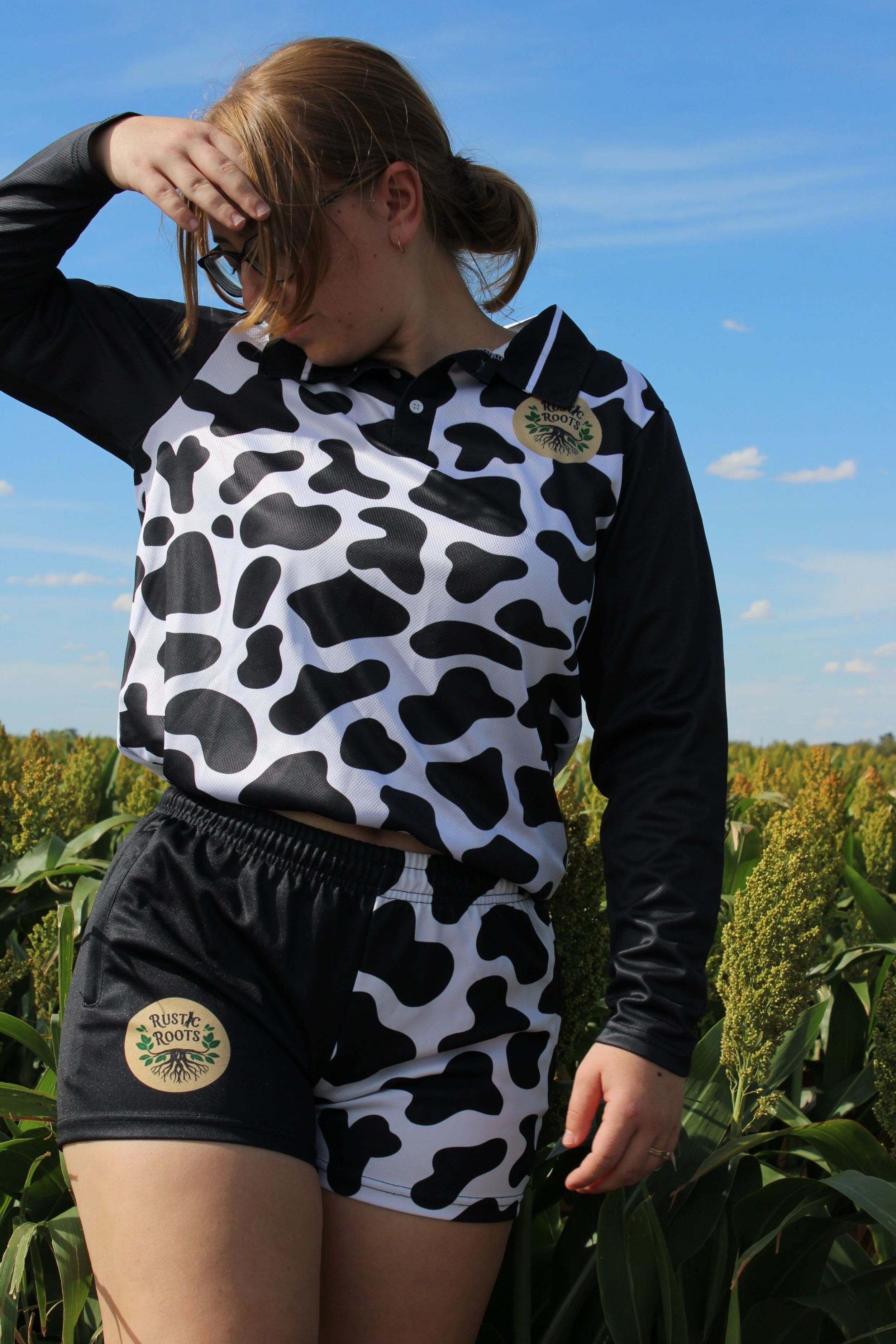 Cow Print Footy Shorts