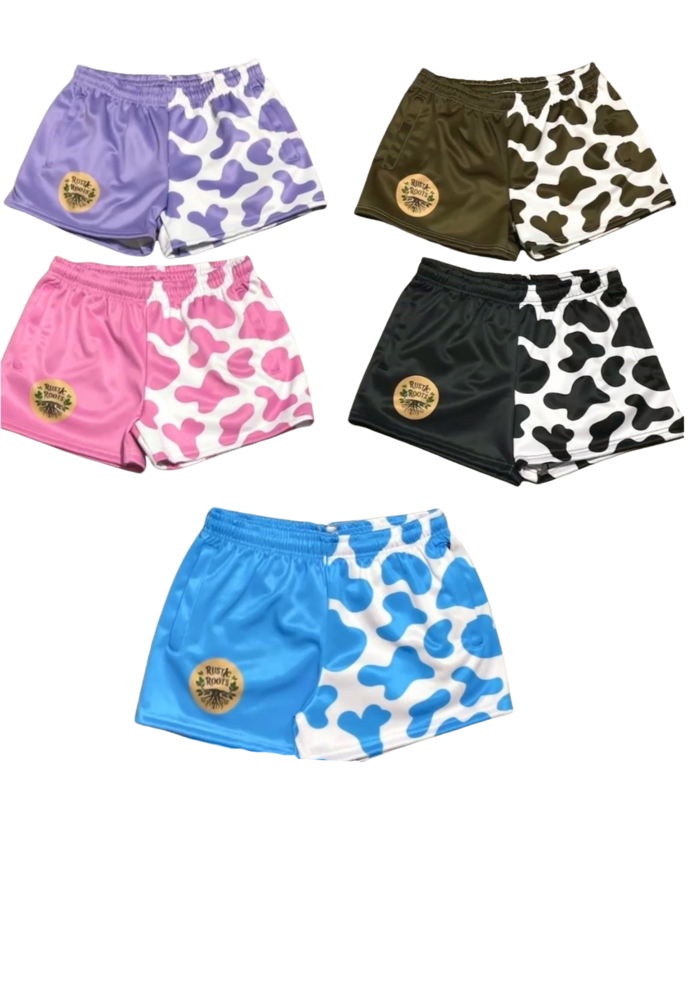 Cow Print Footy Shorts