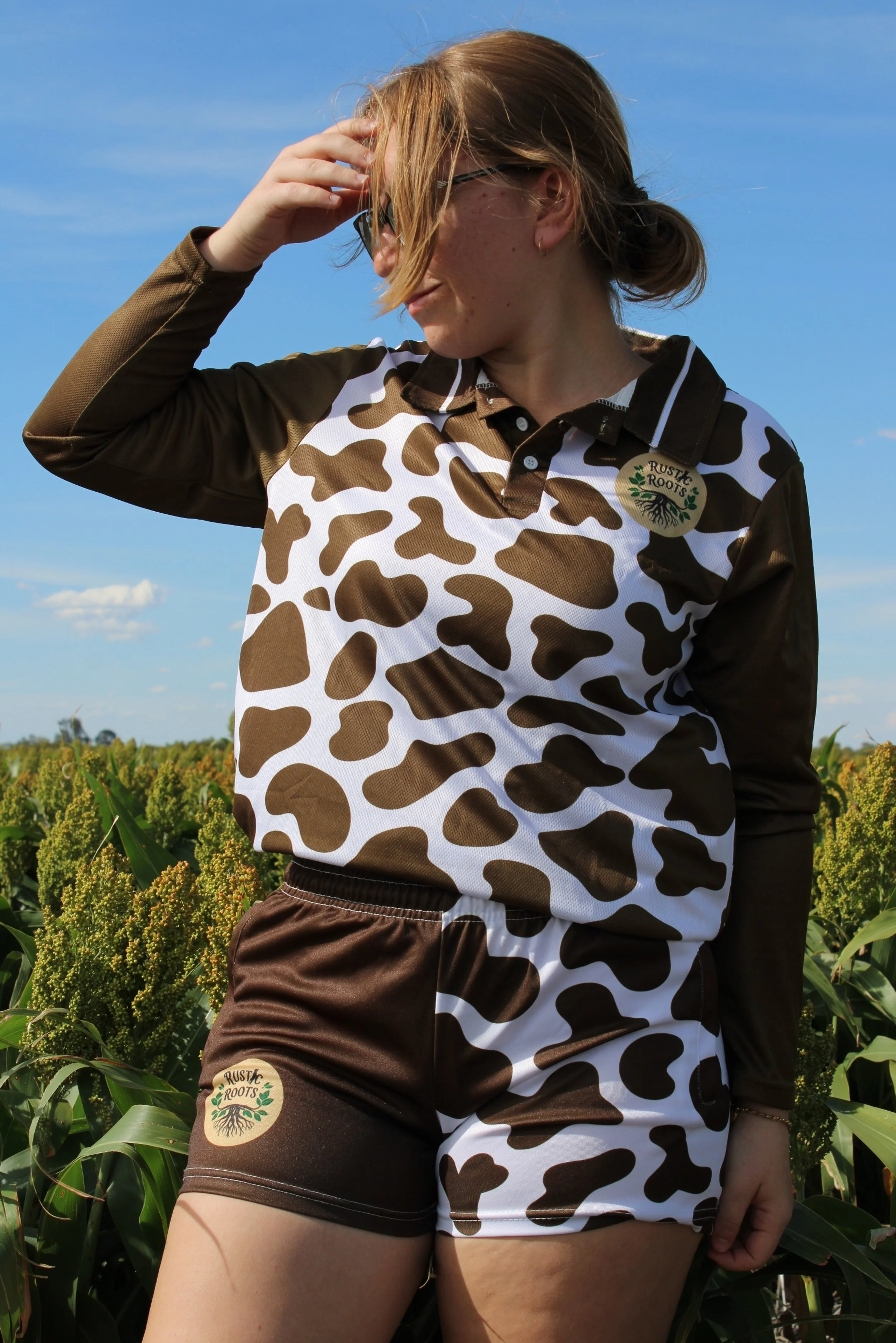 Cow Print Footy Shorts