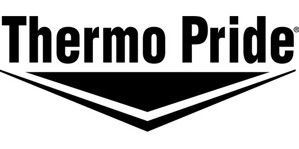 Thermo Pride logo in black text with a stylized check mark below.