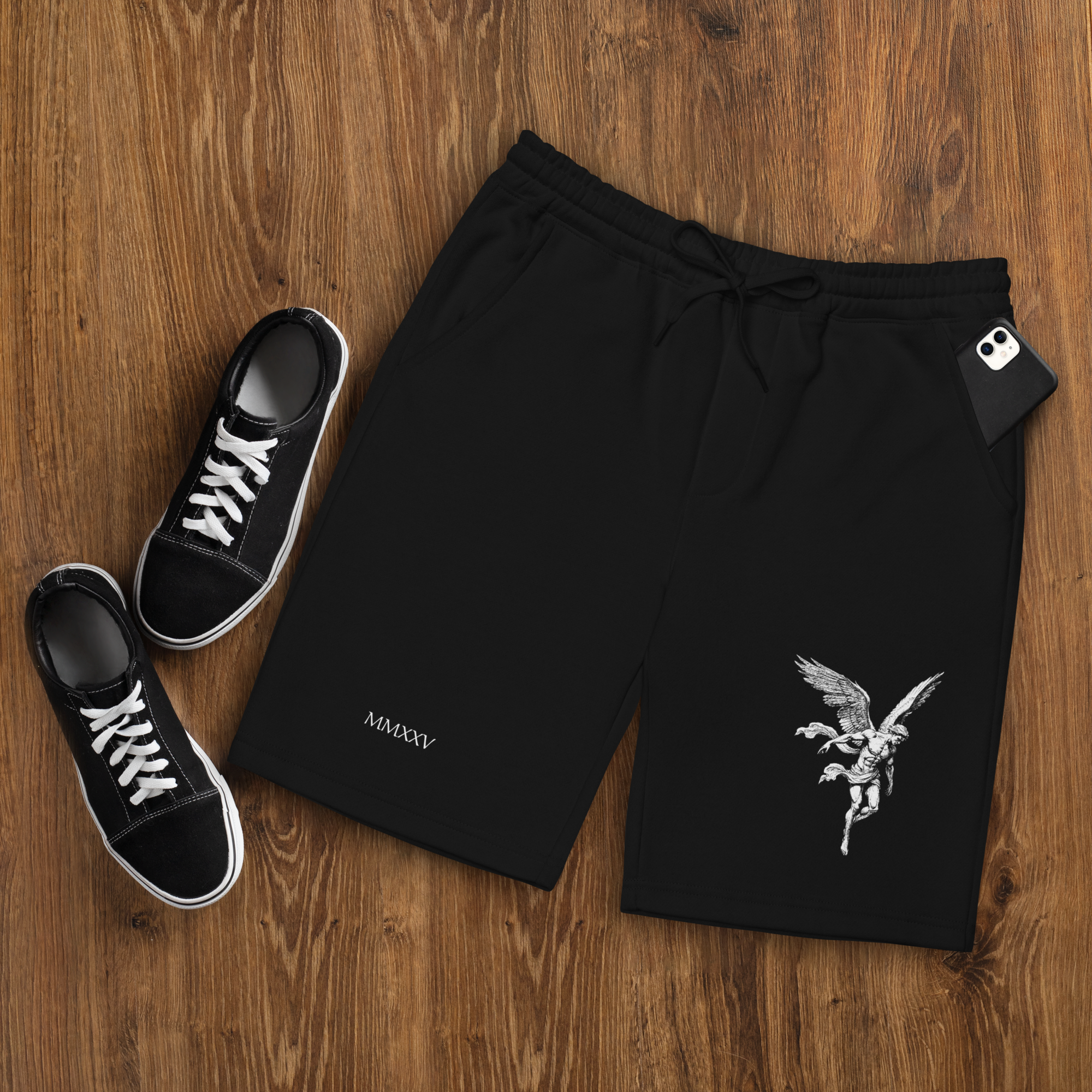 mens-fleece-shorts-black-front-6928936faeef2.png