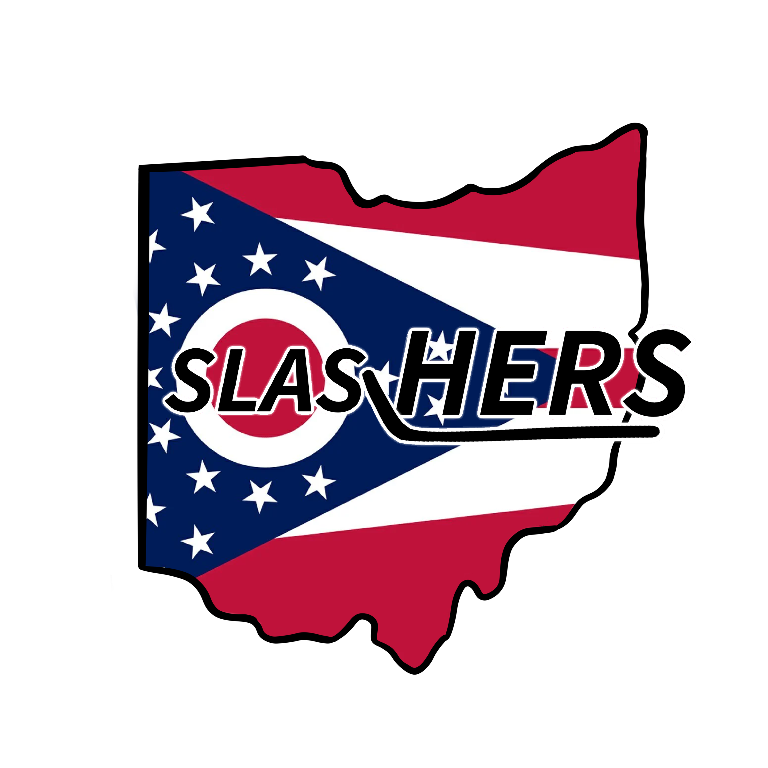 Slashers Logo (April 2025) - 
A logo made on Procreate for my dad and sister's all girls sled hockey team based in Ohio. The logo will be worn on jerseys for the team and it will be seen at tournaments and games by the audience and other teams. 