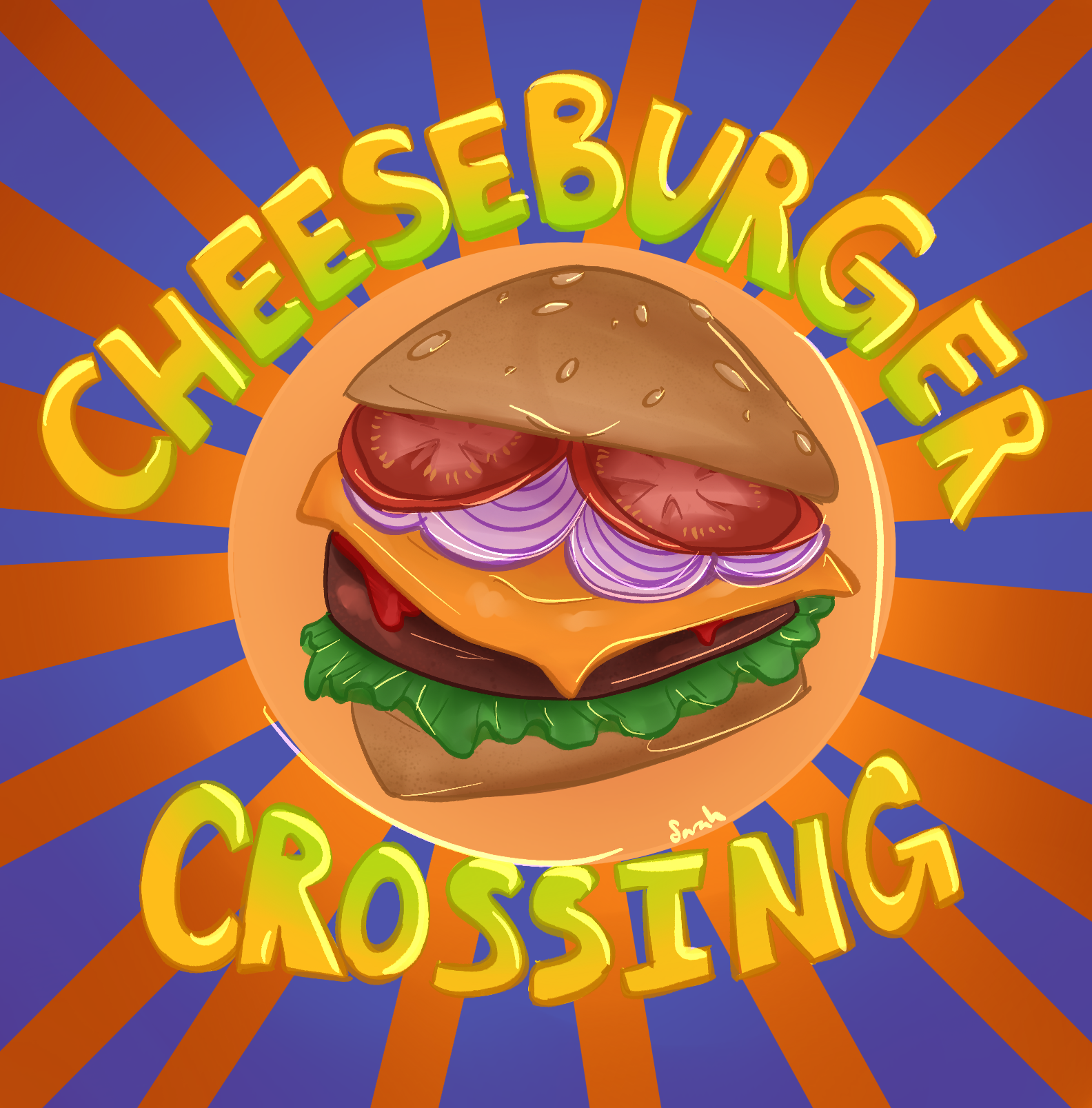 Anatomy Book Cover (May 2023)- 
I made this piece on Procreate for a class in high school as its final project and it was an allegory for the human body and the ingredients in a cheeseburger. My class of about 25 was the only people who have really s