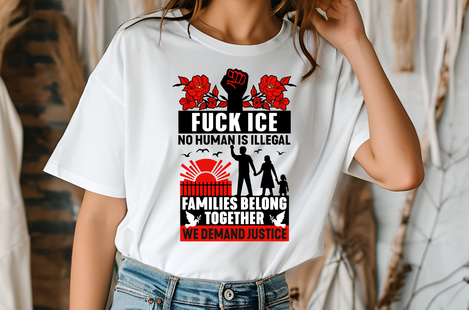 'Families Belong Together' Statement  Fuck ICE T-Shirt