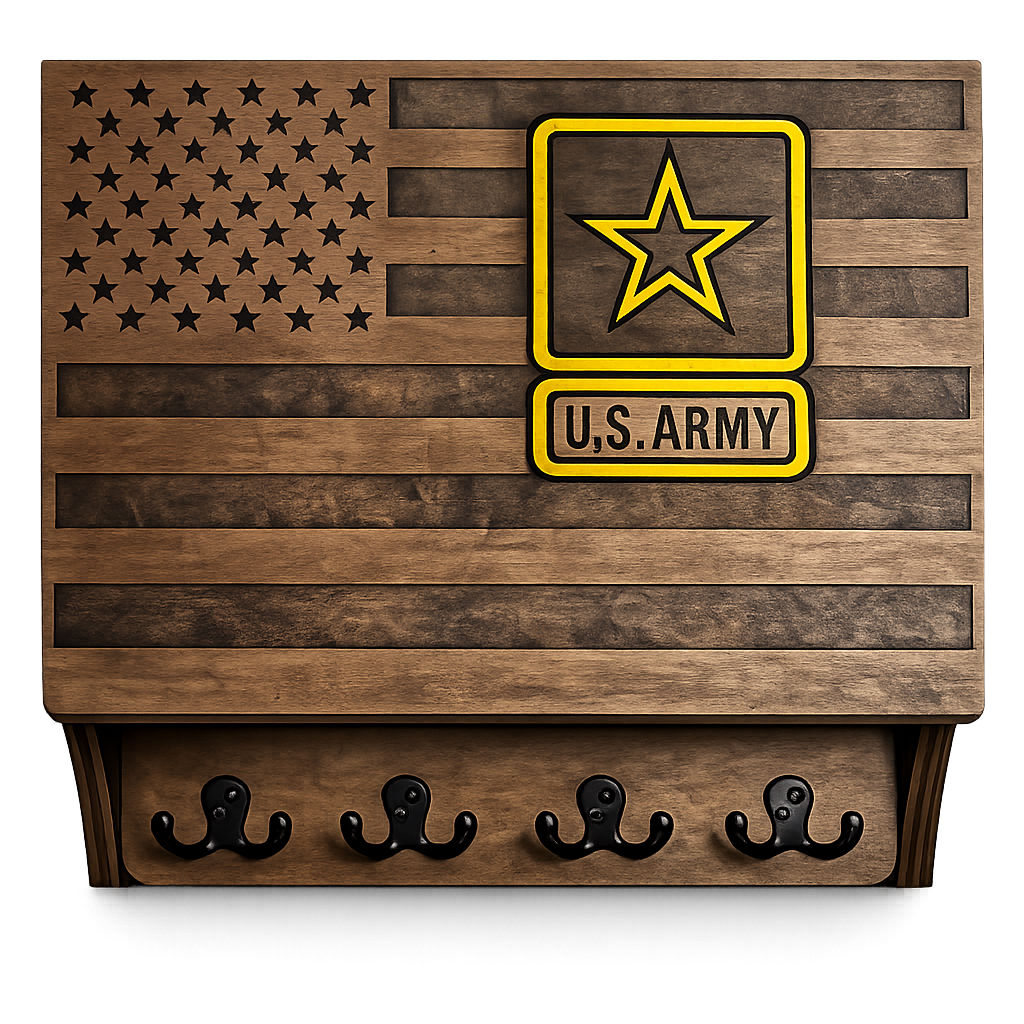 Hidden gun storage cabinet with American flag design and custom engraving by BlackLine Hidden Defense