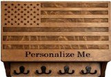 Wooden tray with the American flag design and a drawer with mustache-shaped handles