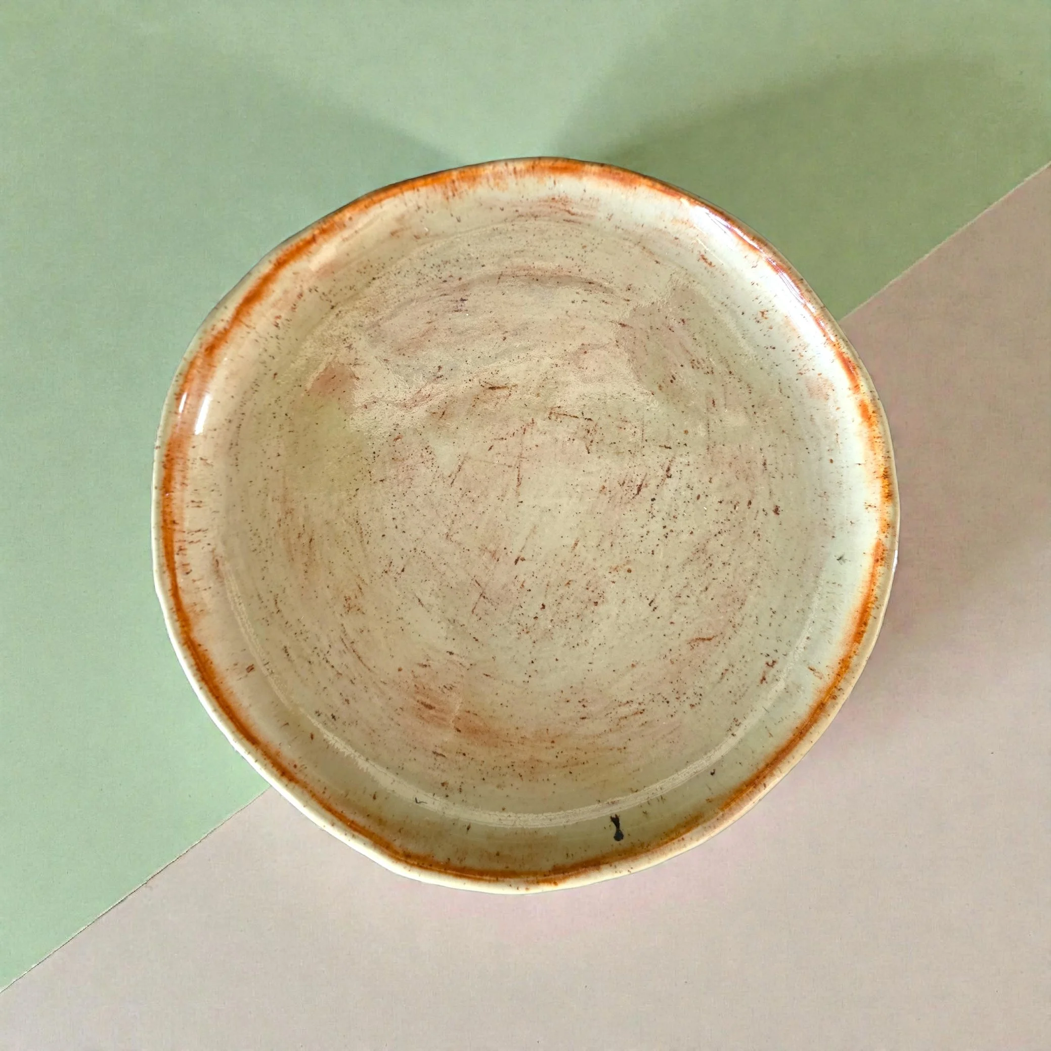 Medium Ceramic Plate - Cream & Ochre