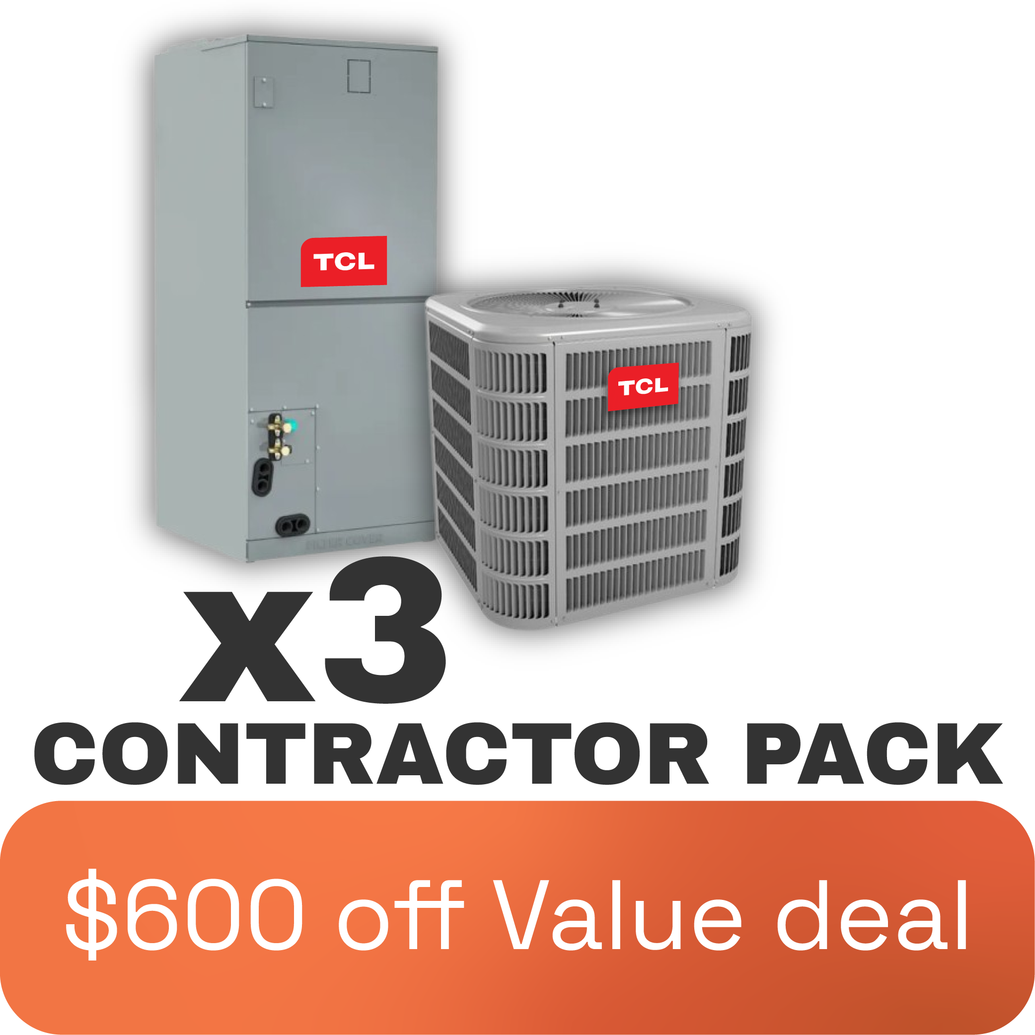 3x TCL 1 zone, ducted, square