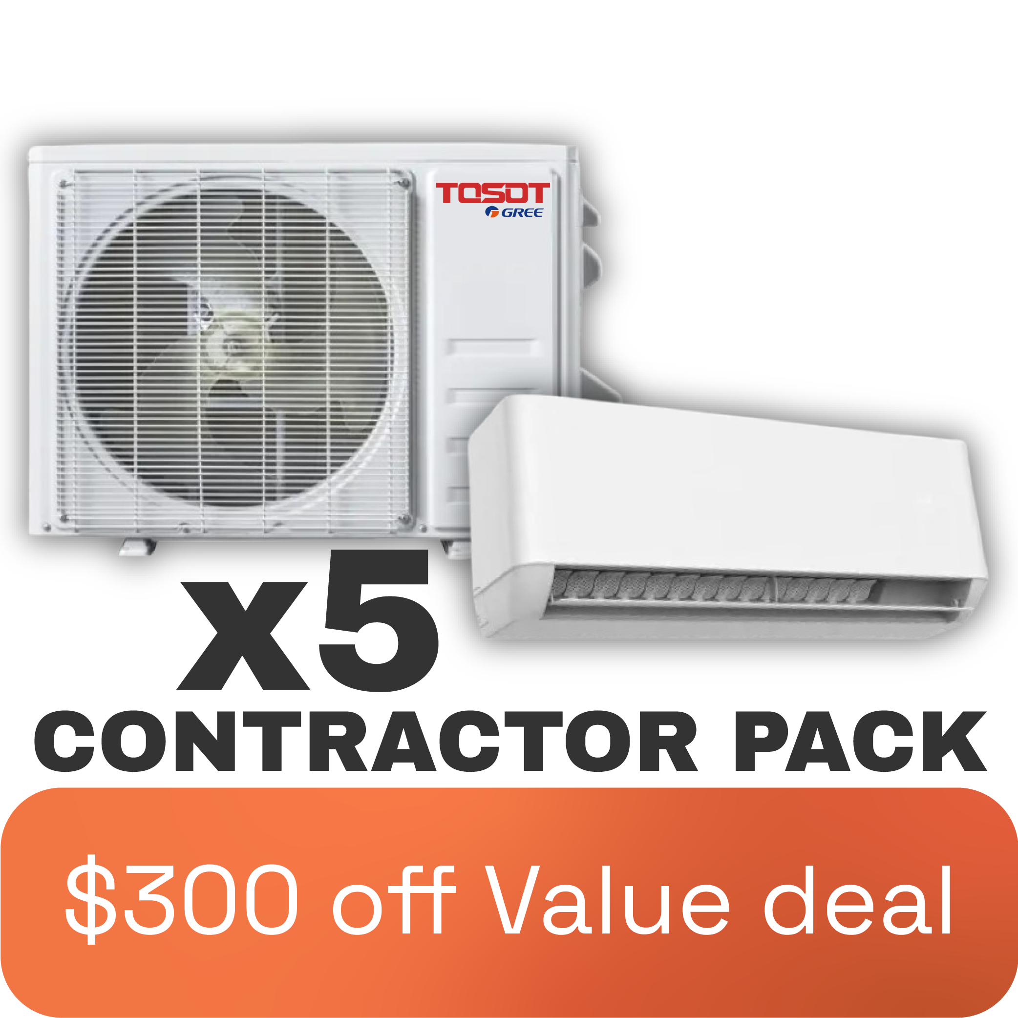 5x Tosot 17SEER, 1-zone, ductless, wall-mount