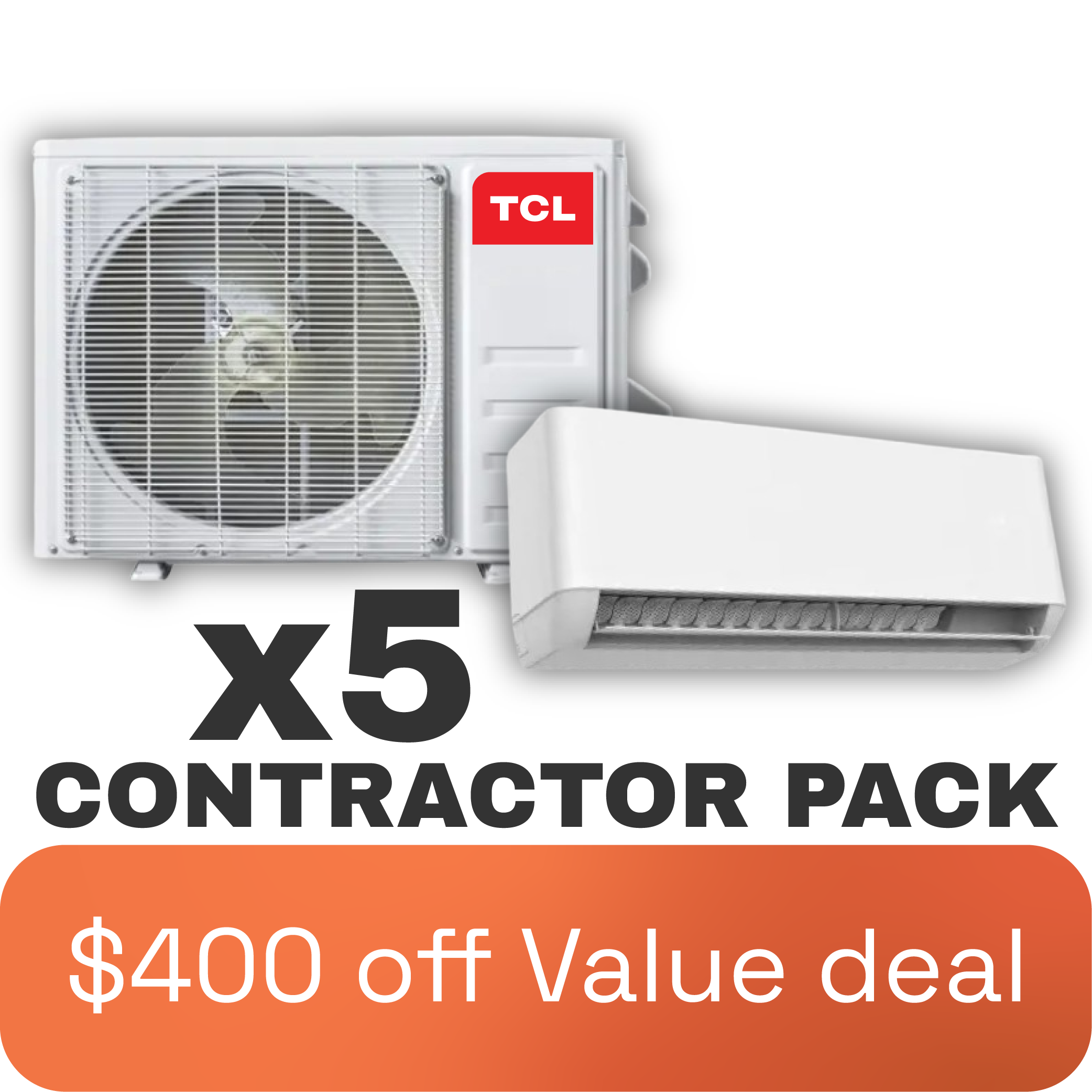 5x TCL 17SEER, 1-zone, ductless, wall-mount