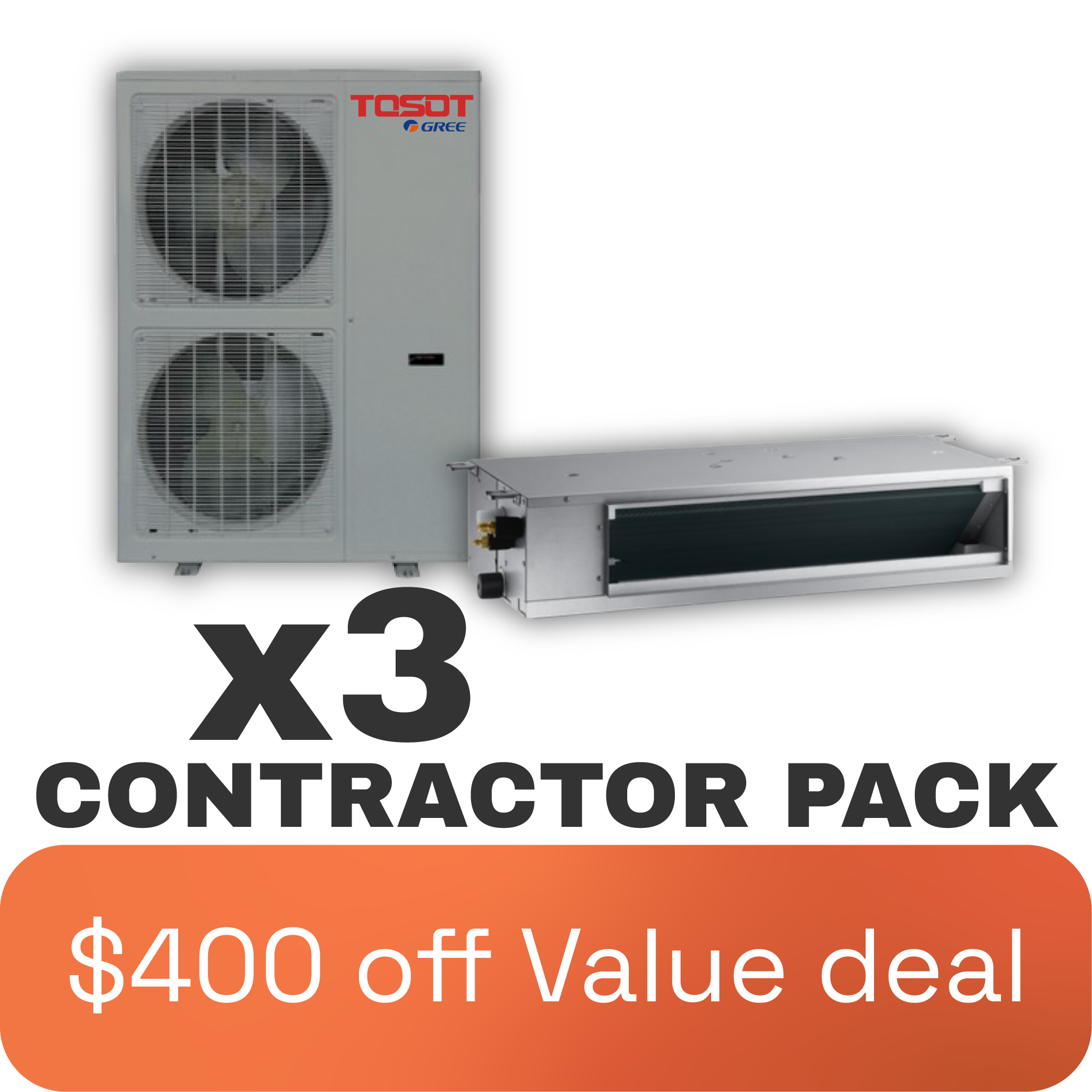 3x Tosot, 1 zone, ducted, slim