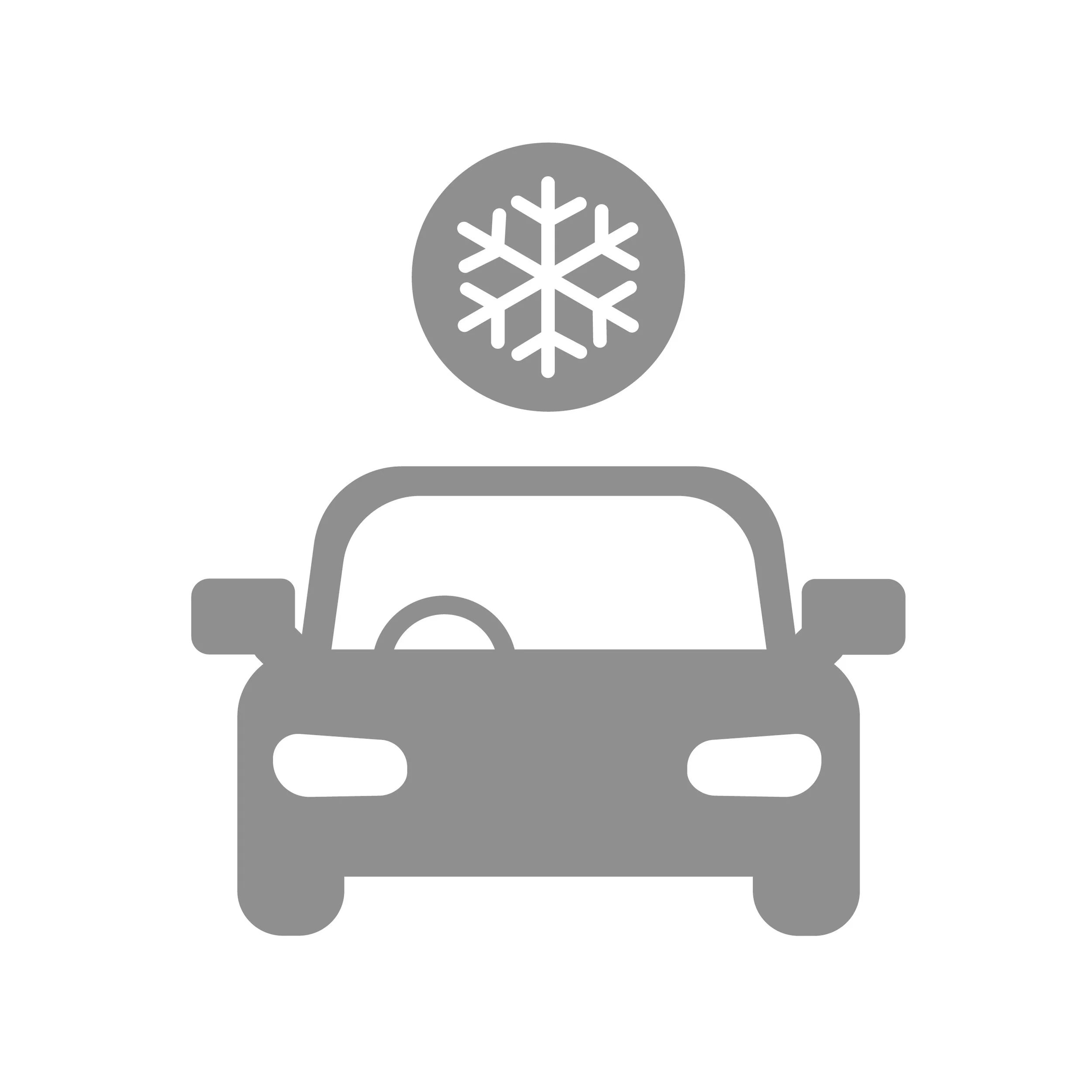 Icon of a car with a snowflake above it, indicating auto air conditioning services.