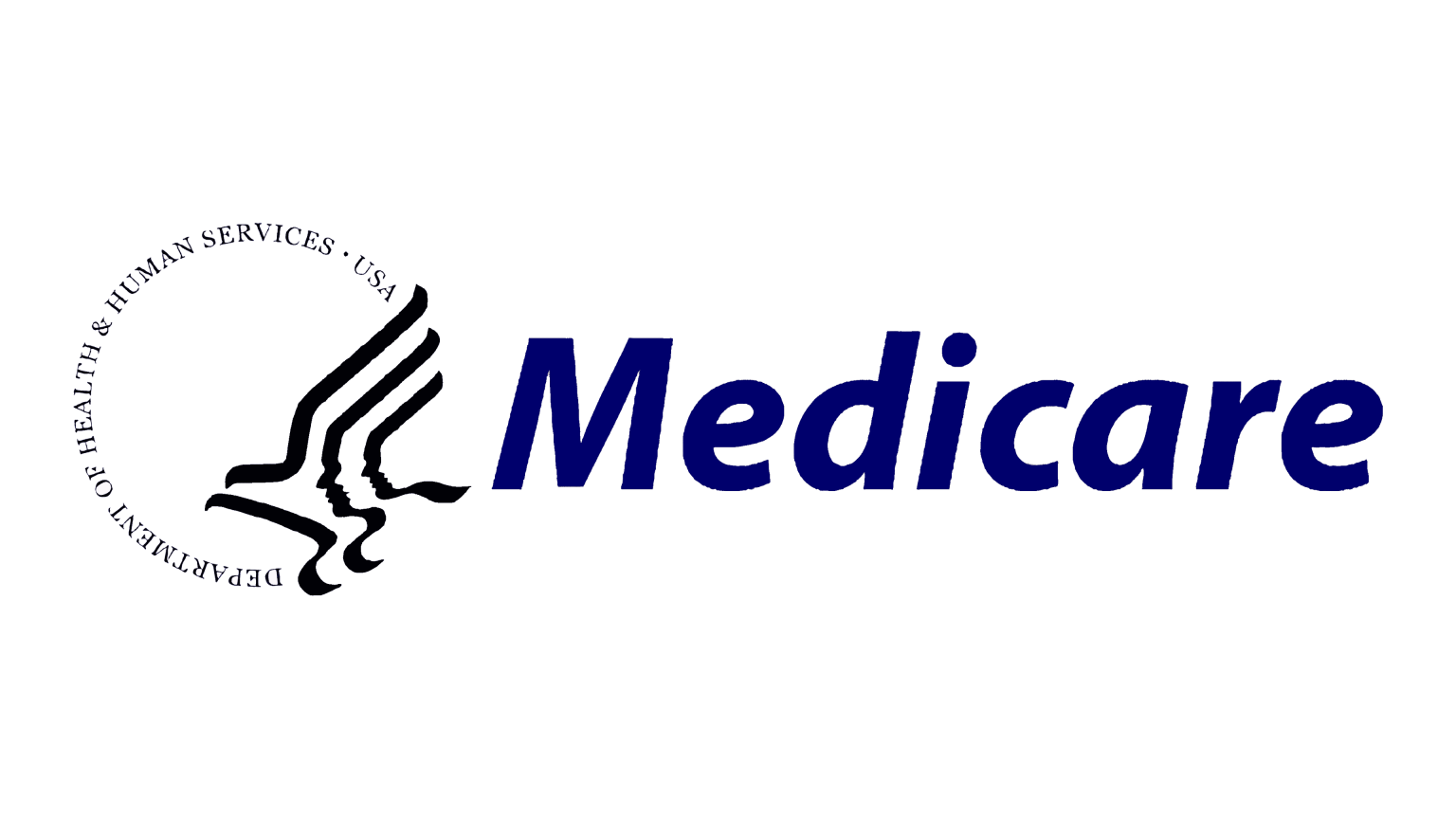 The Medicare logo featuring a stylized outline of the United States with the words 'Department of Human Services, USA' encircling the outline, and the word 'Medicare' in large blue letters to the right.