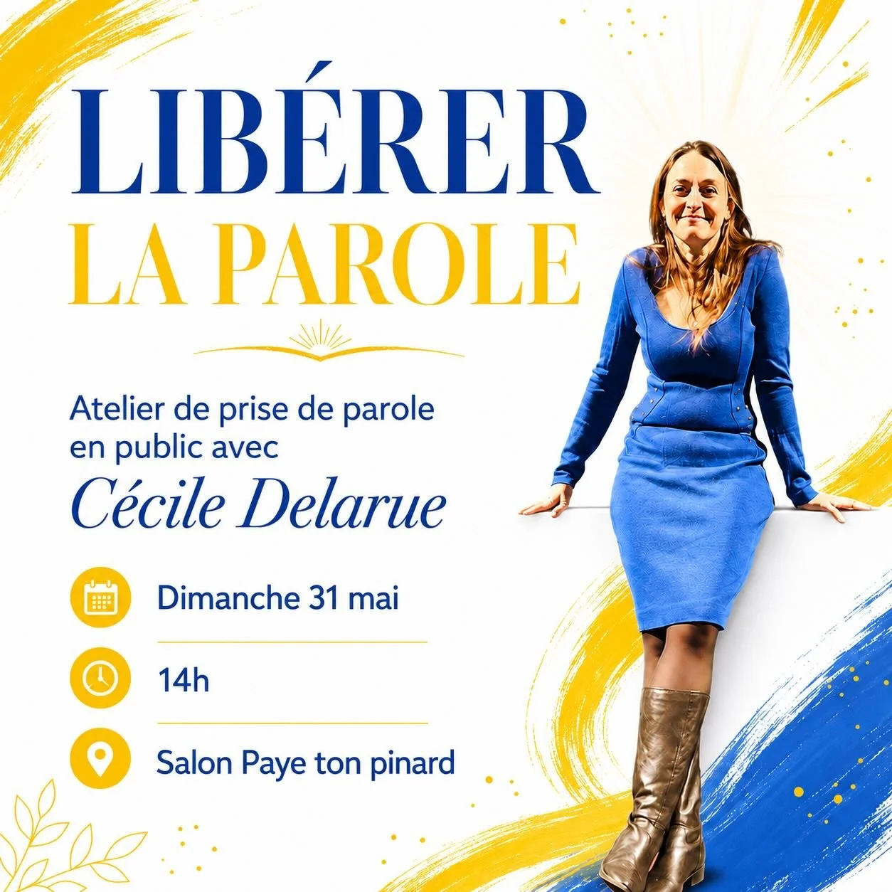 Si heureuse de vous inviter &agrave; mon premier atelier de prise de parole en public. Je lance Lib&eacute;rer la parole pour transmettre tout ce que j&rsquo;ai pu apprendre au fil de ma carri&egrave;re. Poser sa voix, construire un discours, prendre