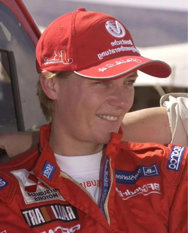 Jutta Kleinschmidt, the first female Dakar Rally winner and FIA President of the Cross Country Rally Commission, on stage for 92 Speakers discussing the 2026 transition to hydrogen-powered motorsport.