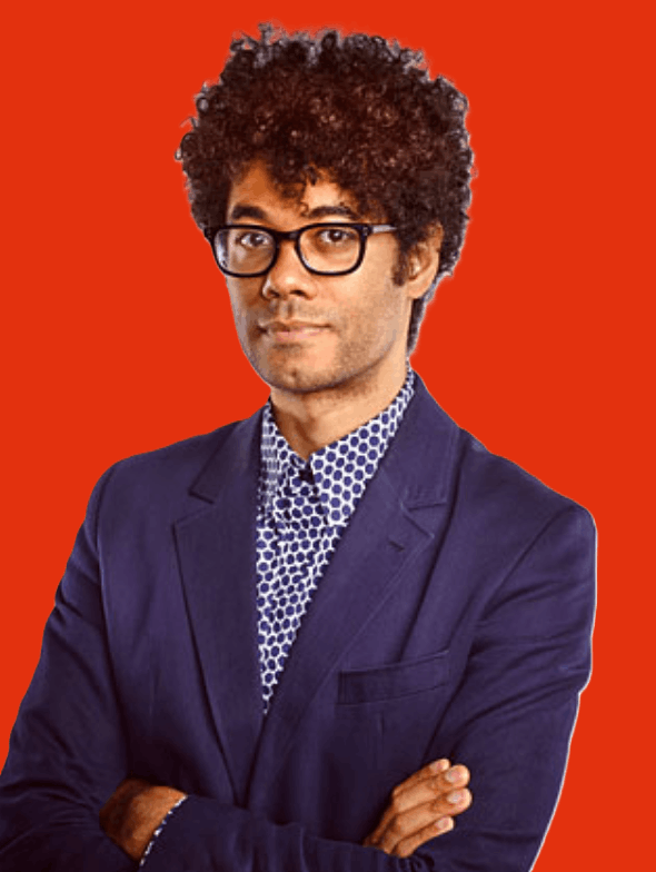 Richard Ayoade keynote speaker headshot — comedian, director and writer