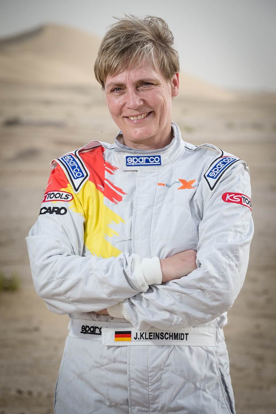 Jutta Kleinschmidt headshot — Dakar Rally champion and speaker on resilience, risk and elite performance