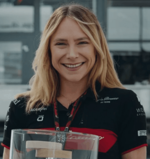 uth Buscombe, F1 race strategist and television analyst, delivering a 2026 keynote for 92 Speakers on real-time data analytics and crisis management.