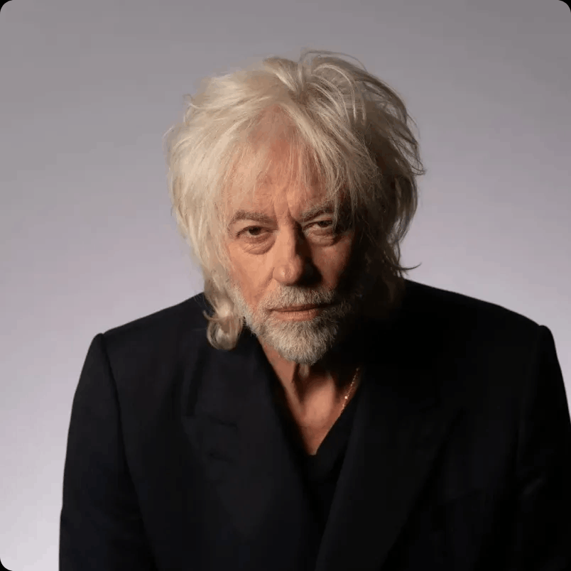 Sir Bob Geldof, legendary activist and entrepreneur, delivering a provocative 2026 keynote on leadership, global accountability, and the 40th anniversary of Live Aid.